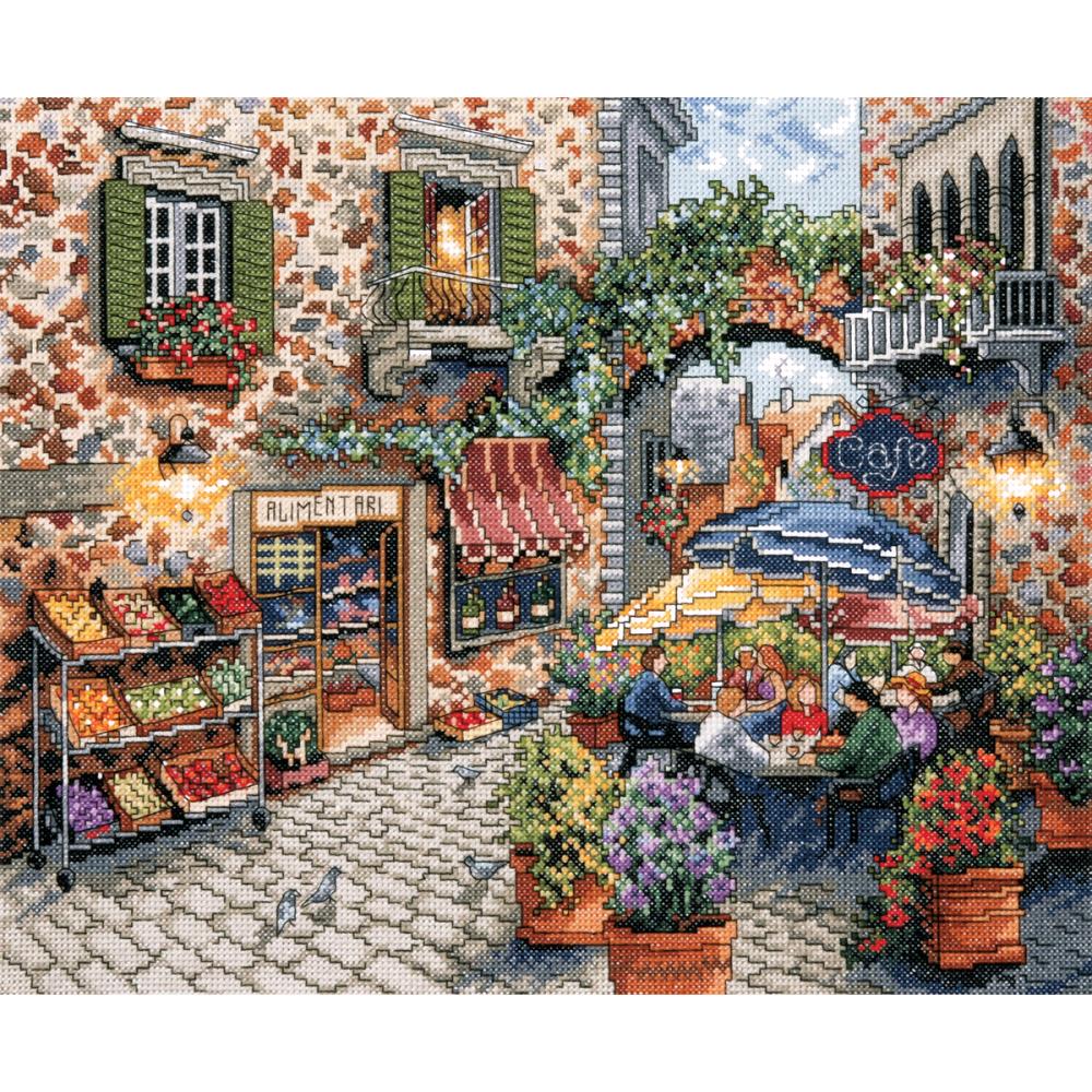 Sidewalk Cafe Counted Cross Stitch Kit - Click Image to Close